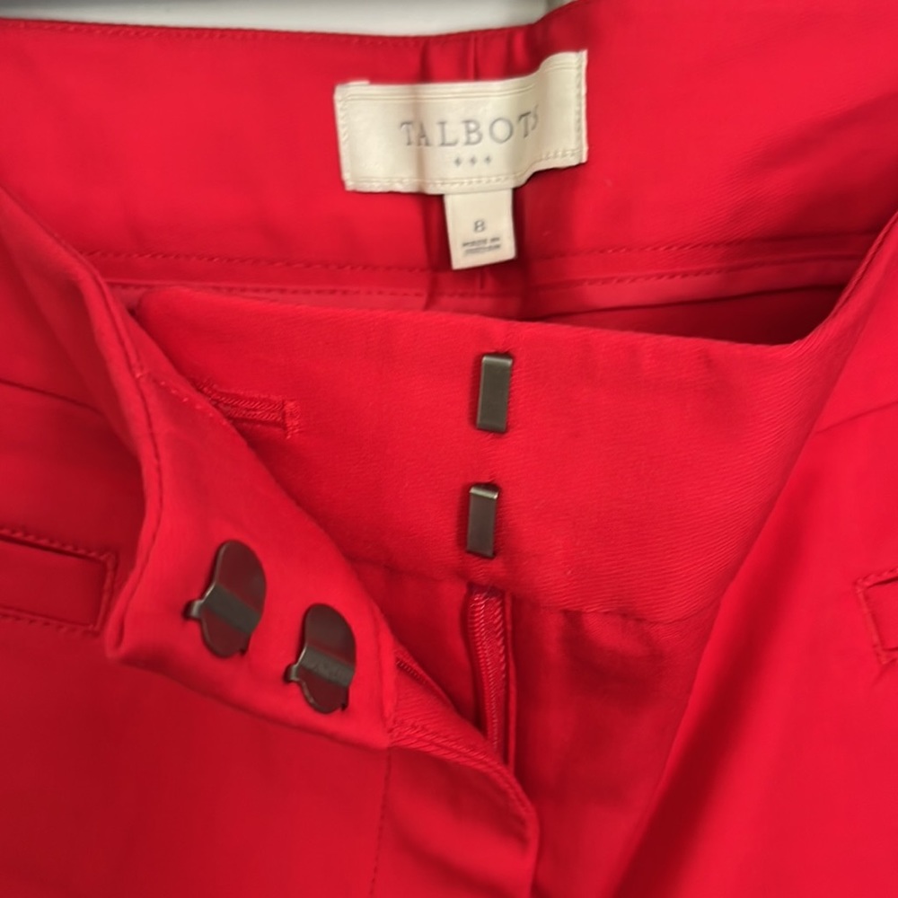 Talbots. Red. ankle length. Cotton. No back pockets. Slit at hem. New / tags. - Picture 2 of 4